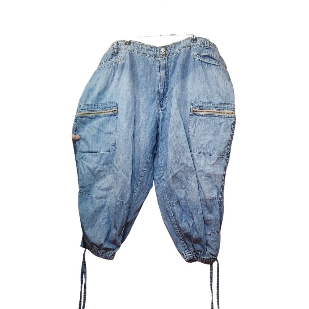 Womens Vintage Plus SZ 24 LA Blues Cropped Jeans Zip Pockets Draw String Hem